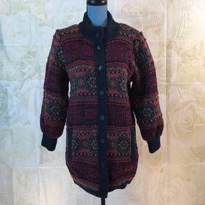 Oskar Haug heavyweight sweater coat contrast trim